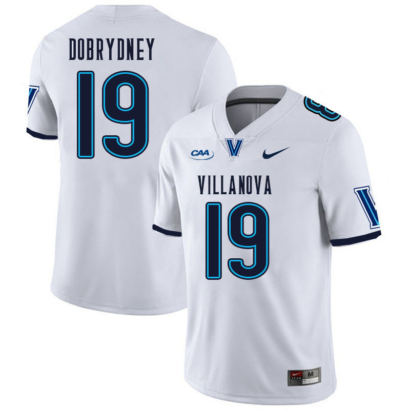 Men #19 Chris Dobrydney Villanova Wildcats College Football Jerseys Stitched Sale-White